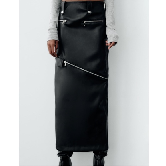 NEW! Zara 2 in 1 Faux Leather Skirt - Picture 2 of 8